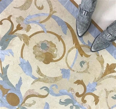 Marmor Waterjet Medaljon tæppe